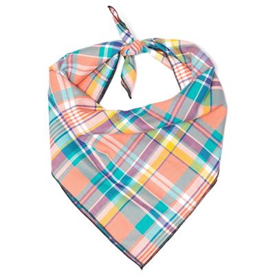 PEACH MULTI PLAID BANDANA