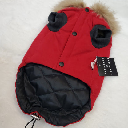 Fur Trim Parka, Red