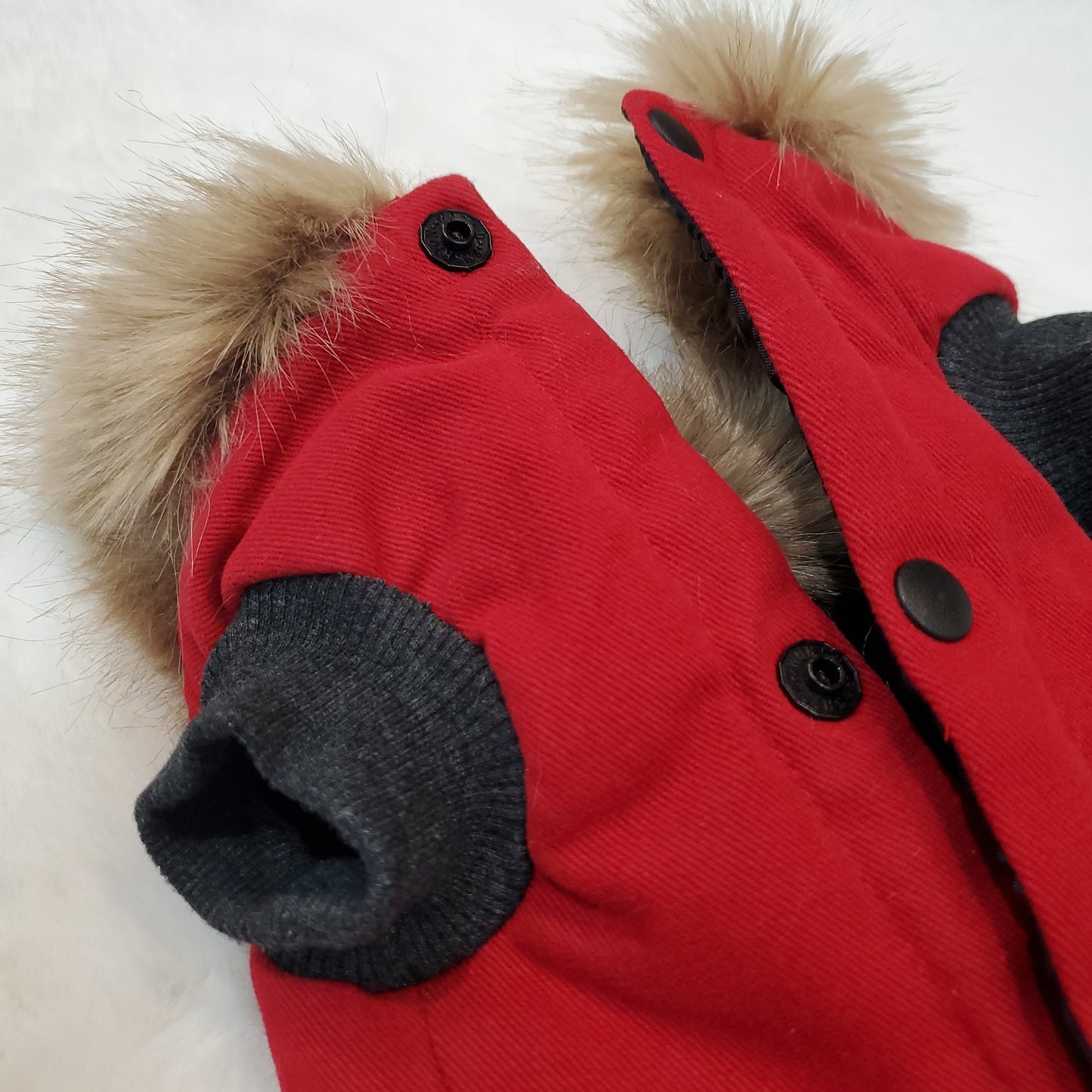 Fur Trim Parka, Red