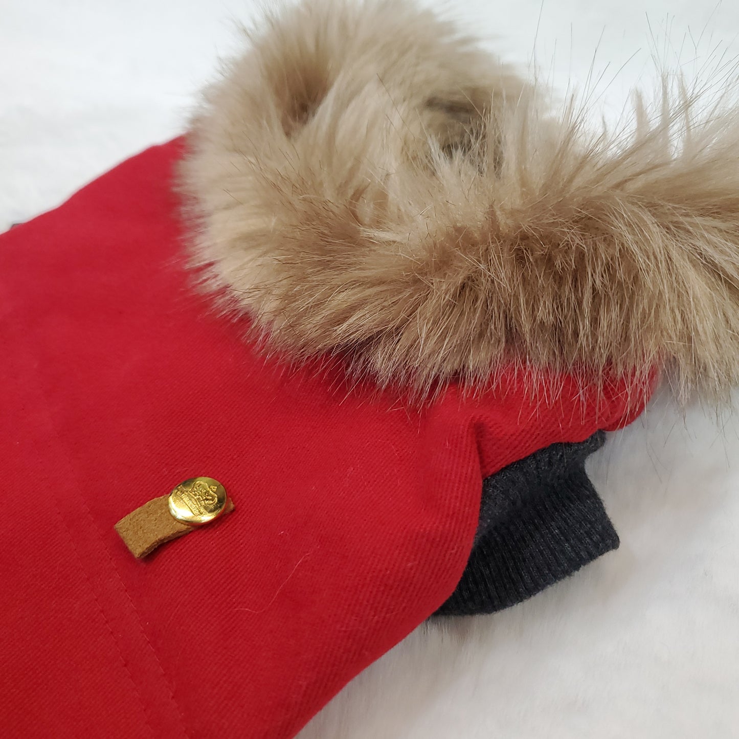 Fur Trim Parka, Red