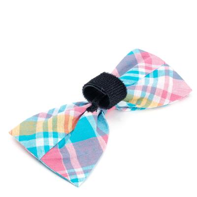 Madras Plaid Turquoise and Pink Multi Bow Tie