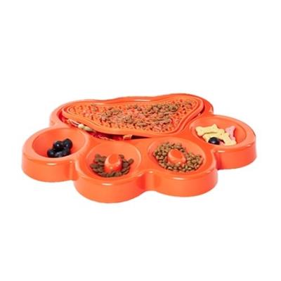 PAW 2-in-1 Lick Pad with Slow Feeder Plate – Orange