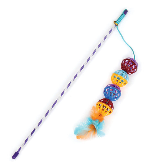 Pet Park Blvd Ball Teaser with Feathers Cat Toy