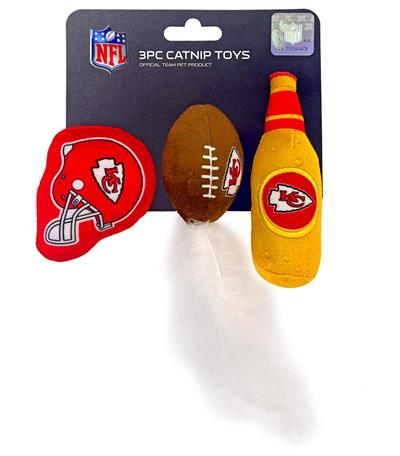 NFL Kansas City Chiefs 3 pc Cat Nip Toy Set