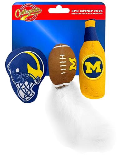 NCAA Michigan Wolverines 3pc Catnip Toy Set