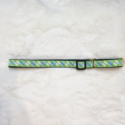 Blue & Green Argyle Dog Collar Martingale