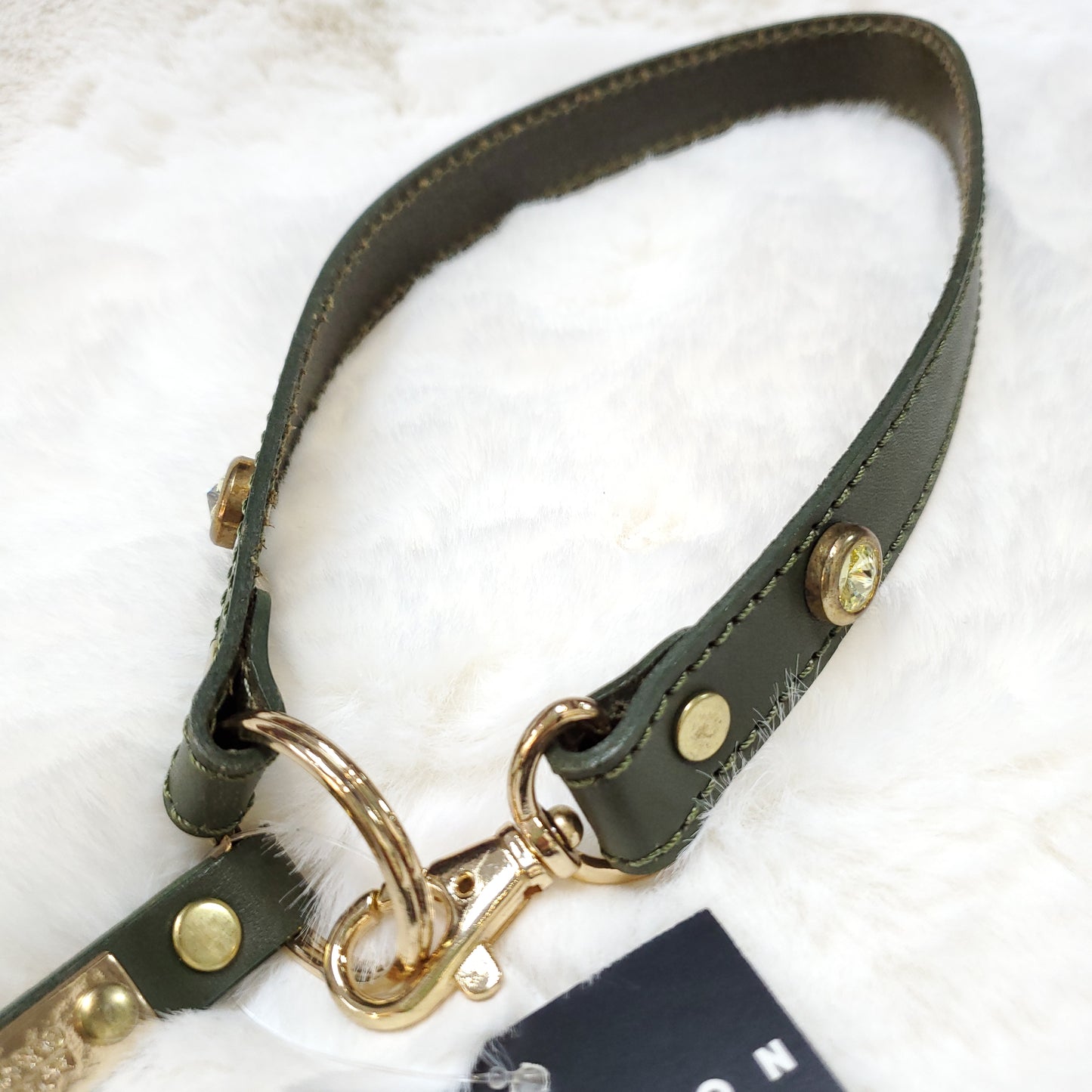 Genuine Leather Studded Swarovski Leash