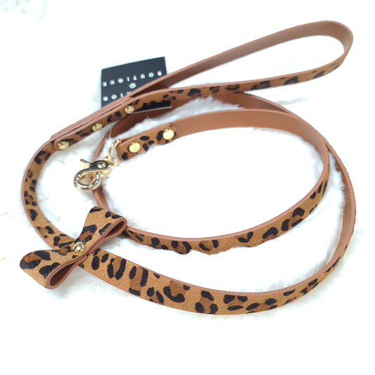Genuine Leather Bow Leopard Leash