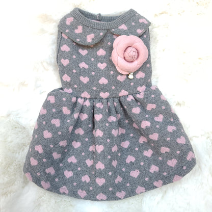 Flower Heart Wool Dress