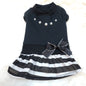 Pearls Bows Striped Party Dress