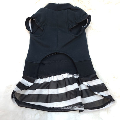 Pearls Bows Striped Party Dress