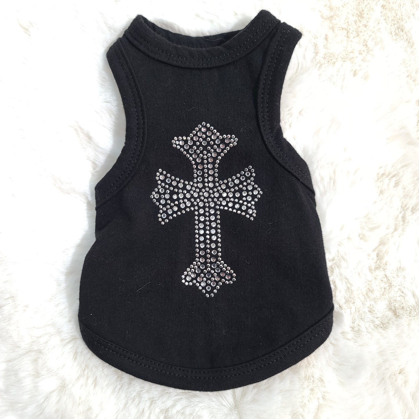 Crystal Cross Tank Black