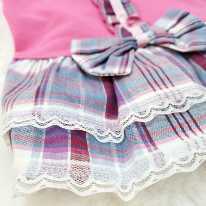 [Clearance] Pink Plaid Ruffle Dress