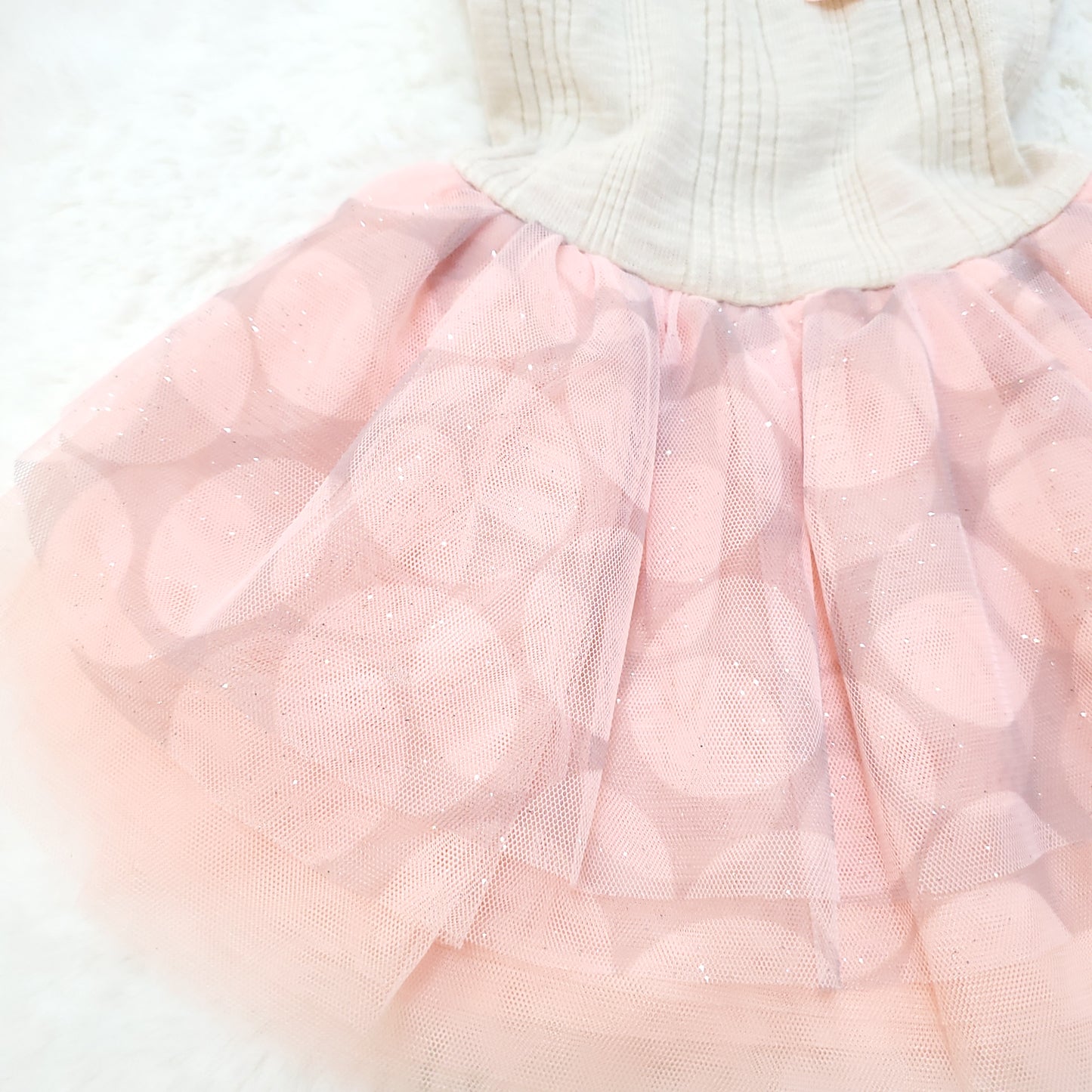 Sparkly Dot Tulle Dress - Oatmeal