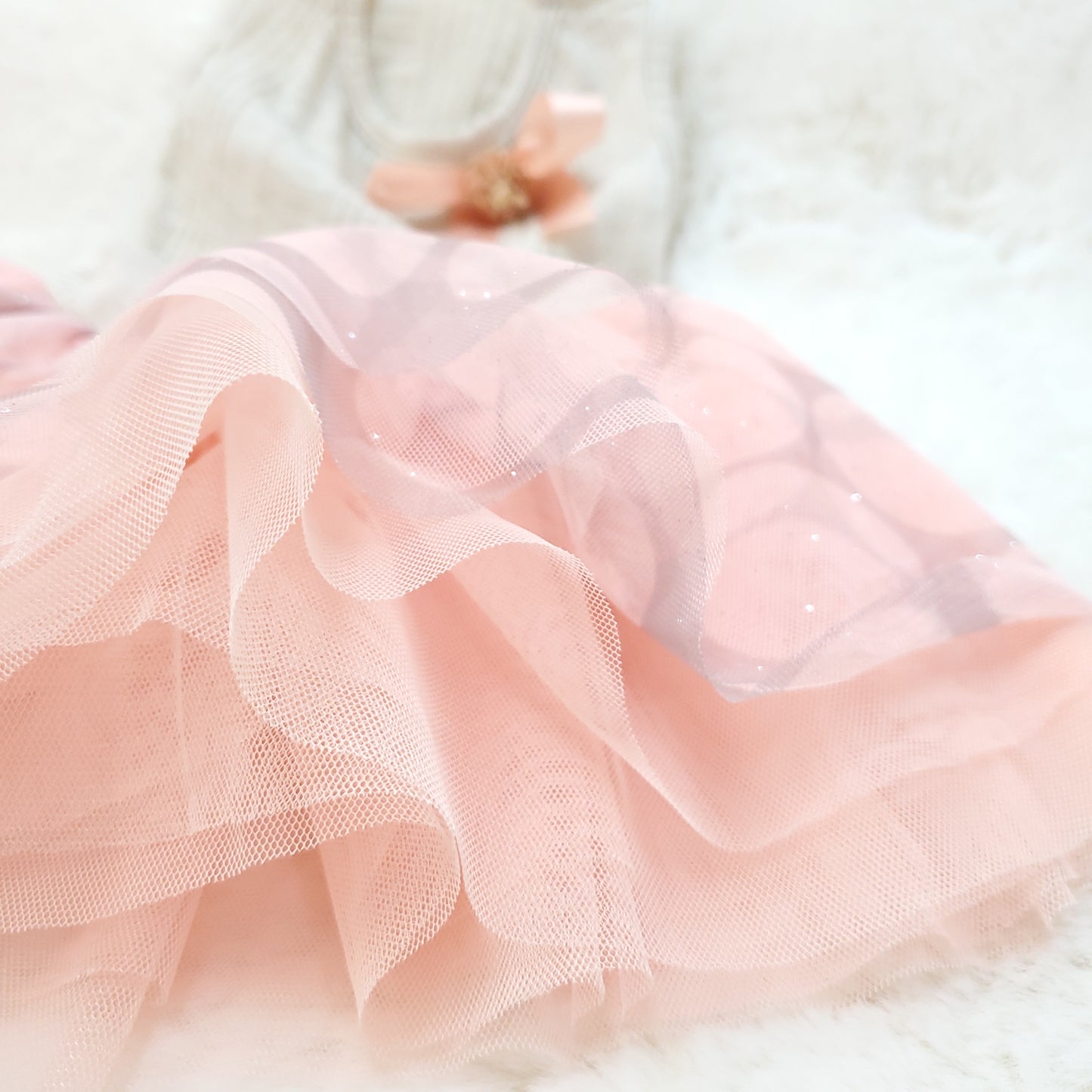 Sparkly Dot Tulle Dress - Oatmeal