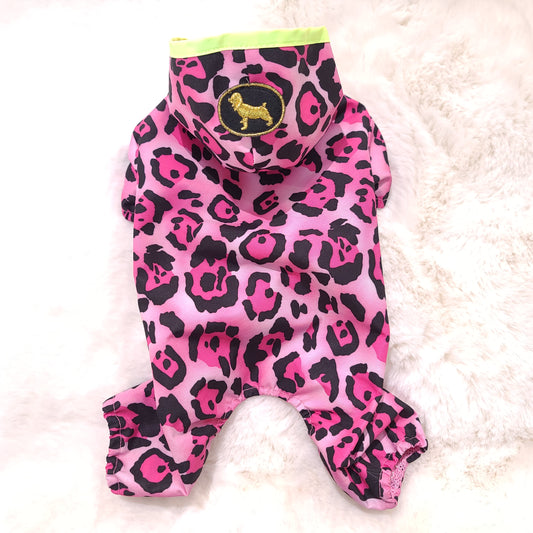 Leopard Raincoat Hot Pink S