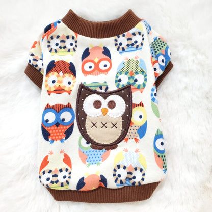 Colorful Owls Tee Brown