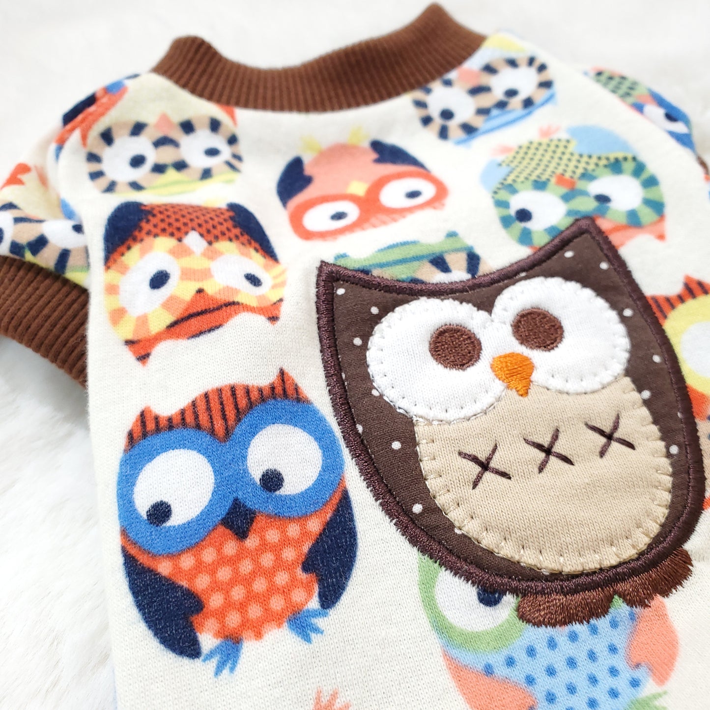 Colorful Owls Tee Brown