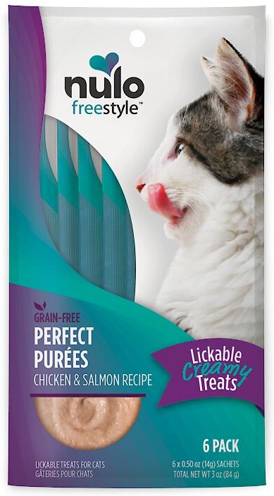 Nulo Freestyle Perfect Purees Chicken & Salmon Recipe Grain-Free Lickable Cat Treat, 5oz (6pack)