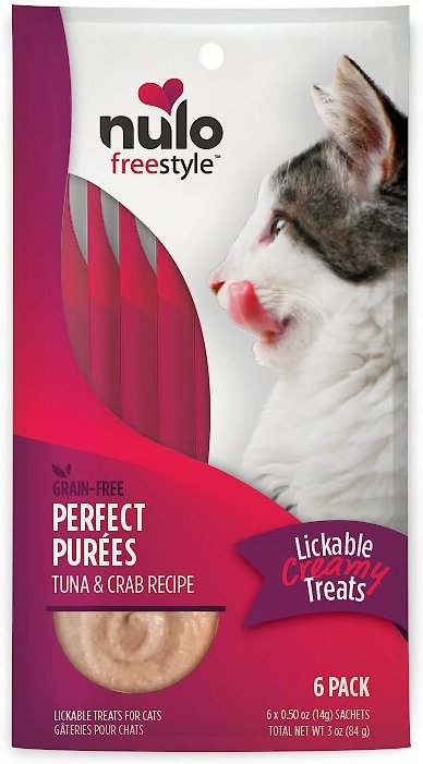 Nulo Freestyle Perfect Purees Tuna & Crab Recipe Grain-Free Lickable Cat Treat, 5oz (6pack)