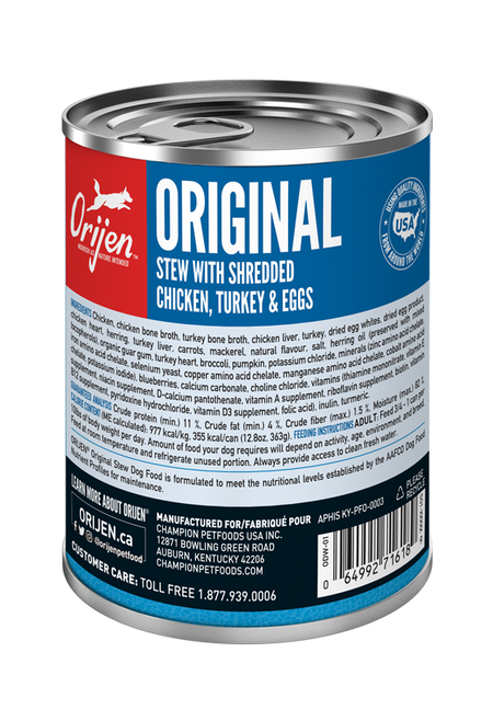 Orijen Wet Dog Food Original Stew Recipe With Chicken Turkey & Eggs