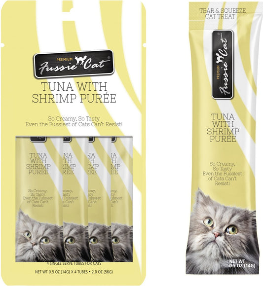 Fussie Cat Tuna with Shrimp Puree Lickable Cat Treats (0.5oz *4pk)