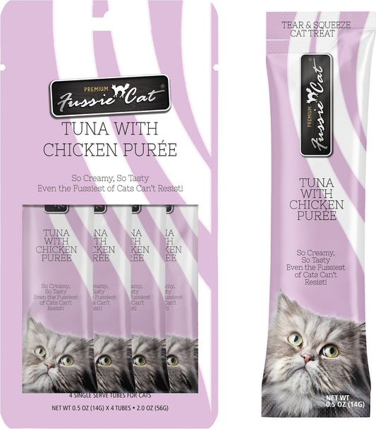 Fussie Cat Tuna with Chicken Puree Lickable Cat Treats (0.5oz *4pk)