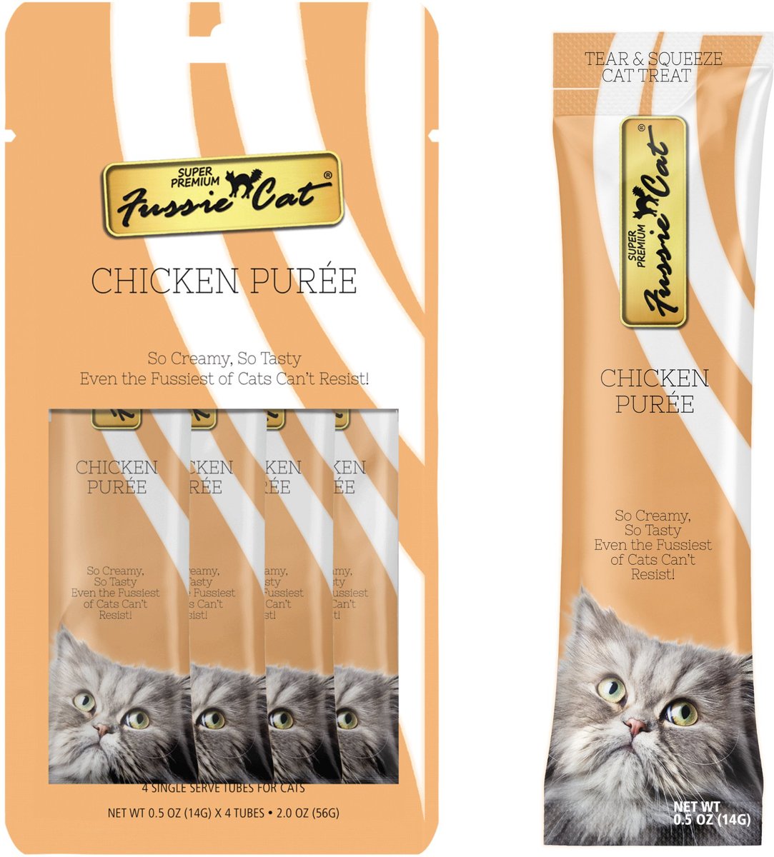 Fussie Cat Chicken Puree Lickable Cat Treats (0.5oz *4pk)