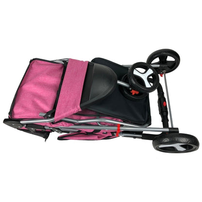 Casual Pet Stroller + Removable Cup Holder - Pink