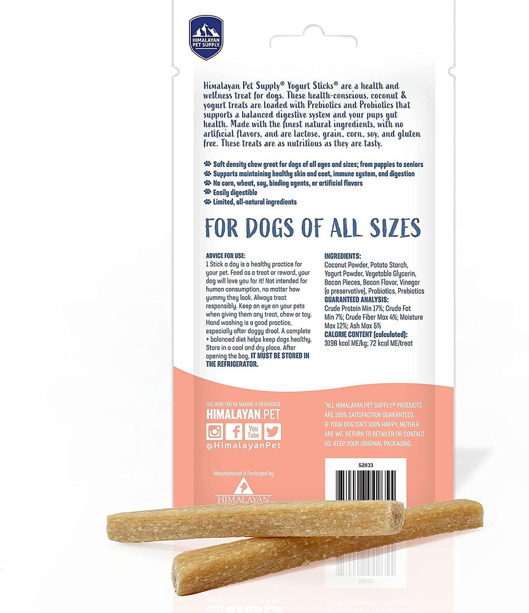 [Treats on sale 20%] Himalayan Pet Supply Yogurt Sticks - Bacon Flavor  4.8oz (5ct)