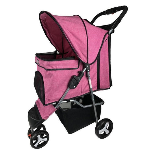 Casual Pet Stroller + Removable Cup Holder - Pink