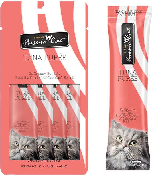Fussie Cat Tuna Puree Lickable Cat Treats (0.5oz *4pk)