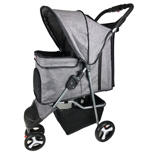Casual Pet Stroller + Removable Cup Holder - Gray
