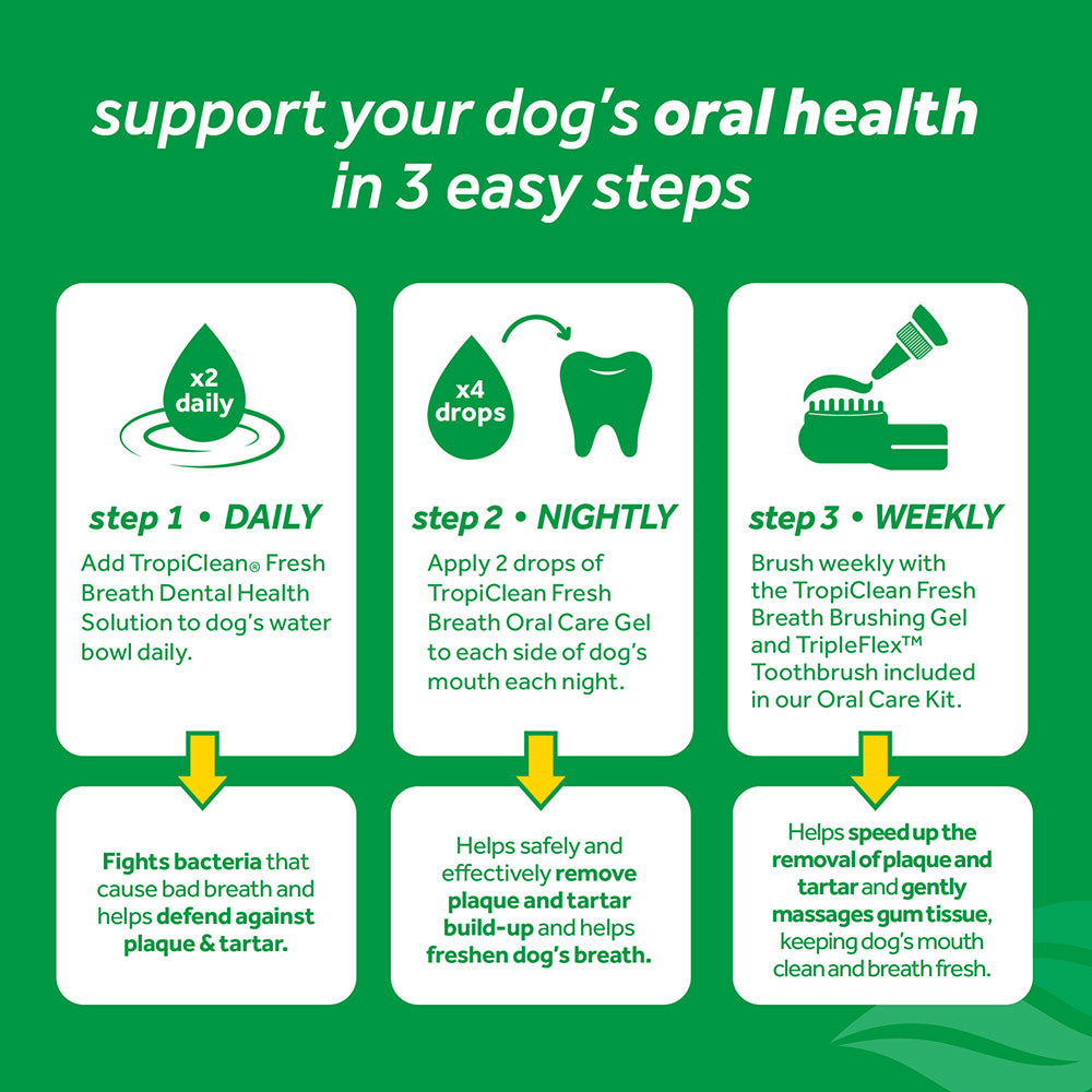 TropiClean Fresh Breath Dental Health Solution + Digestive Support for Dogs