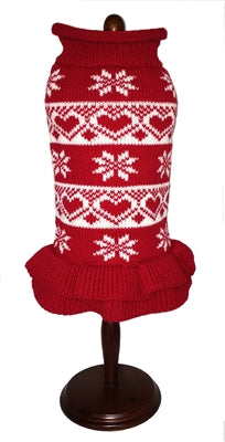 Hearts & Snowflakes Dog Sweater Dress