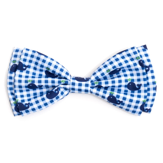 Gingham Whales Bow Tie