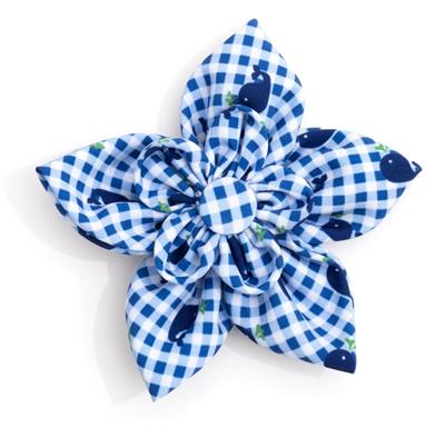 Blue Gingham Whales Flower