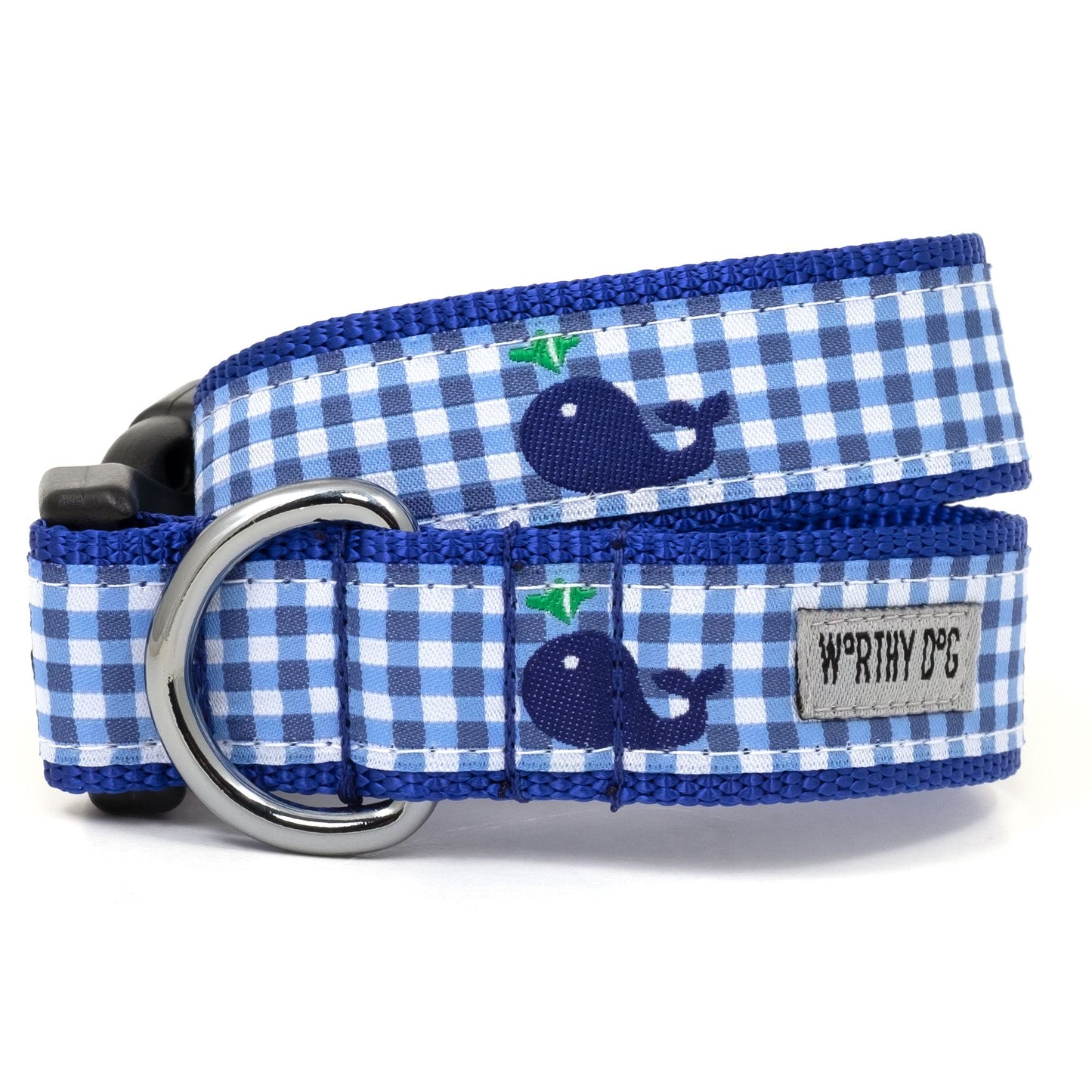Gingham Whales Dog Collar