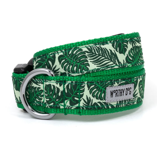 Tropical Leaves Dog Collar