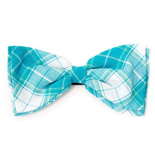 Madras Plaid Turquoise Bow Tie