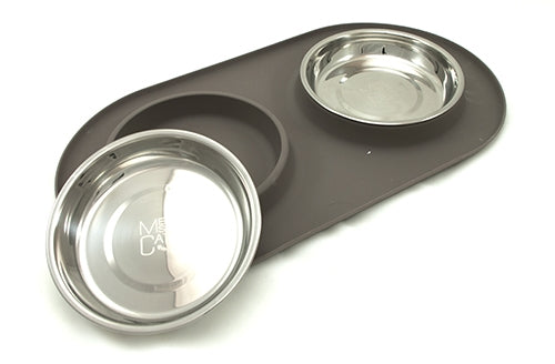 Cat Double Silicone Feeder with Stainless Bowls