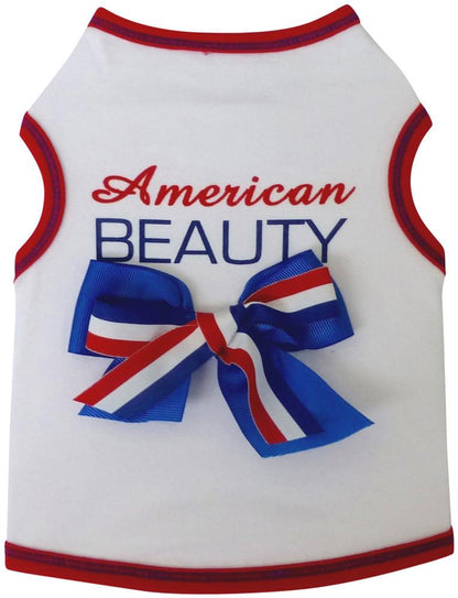 American Beauty Dog Tank White