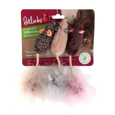 3 Blind Mice Plush Mice w/Feather Tail Set of 3