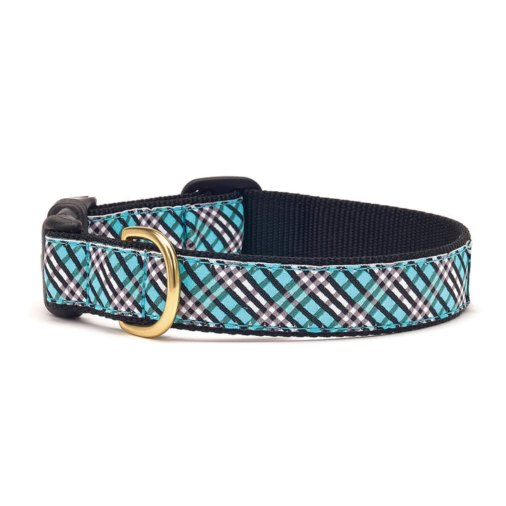 Aqua Plaid Dog Collar