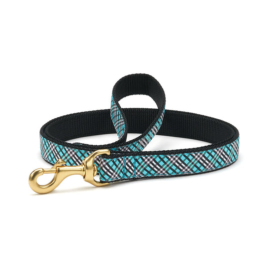 Aqua Plaid Dog Lead