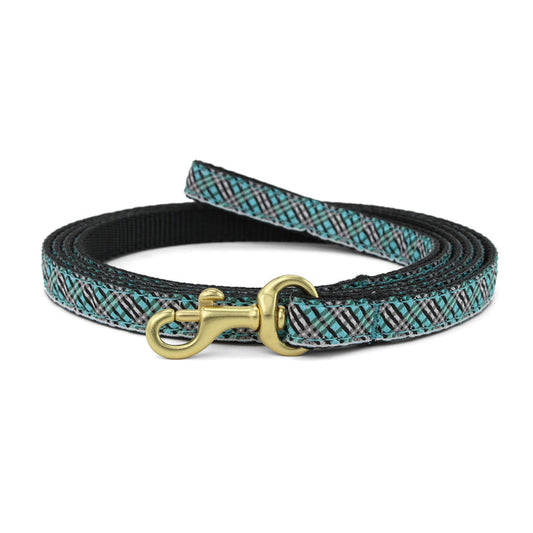 Aqua Plaid Small Breed Dog Lead