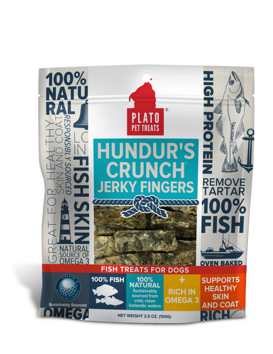 Plato Hundur’s Crunch Jerky Fingers Fish 3.5oz