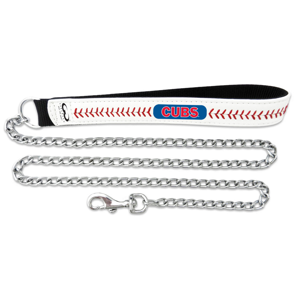 MLB Chicago Cubs Leather Collar and Leather Chain Leash