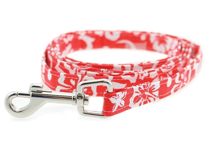 Cool Mesh Dog Harness with Leash - Hawaiian Hibiscus Red