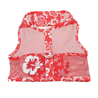 Cool Mesh Dog Harness with Leash - Hawaiian Hibiscus Red